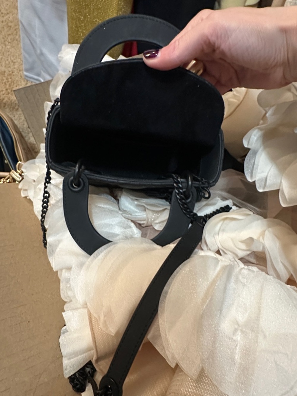 Dior Matte Black Mini Lady Dior Top-Handle Bag - Picture 3 of 3